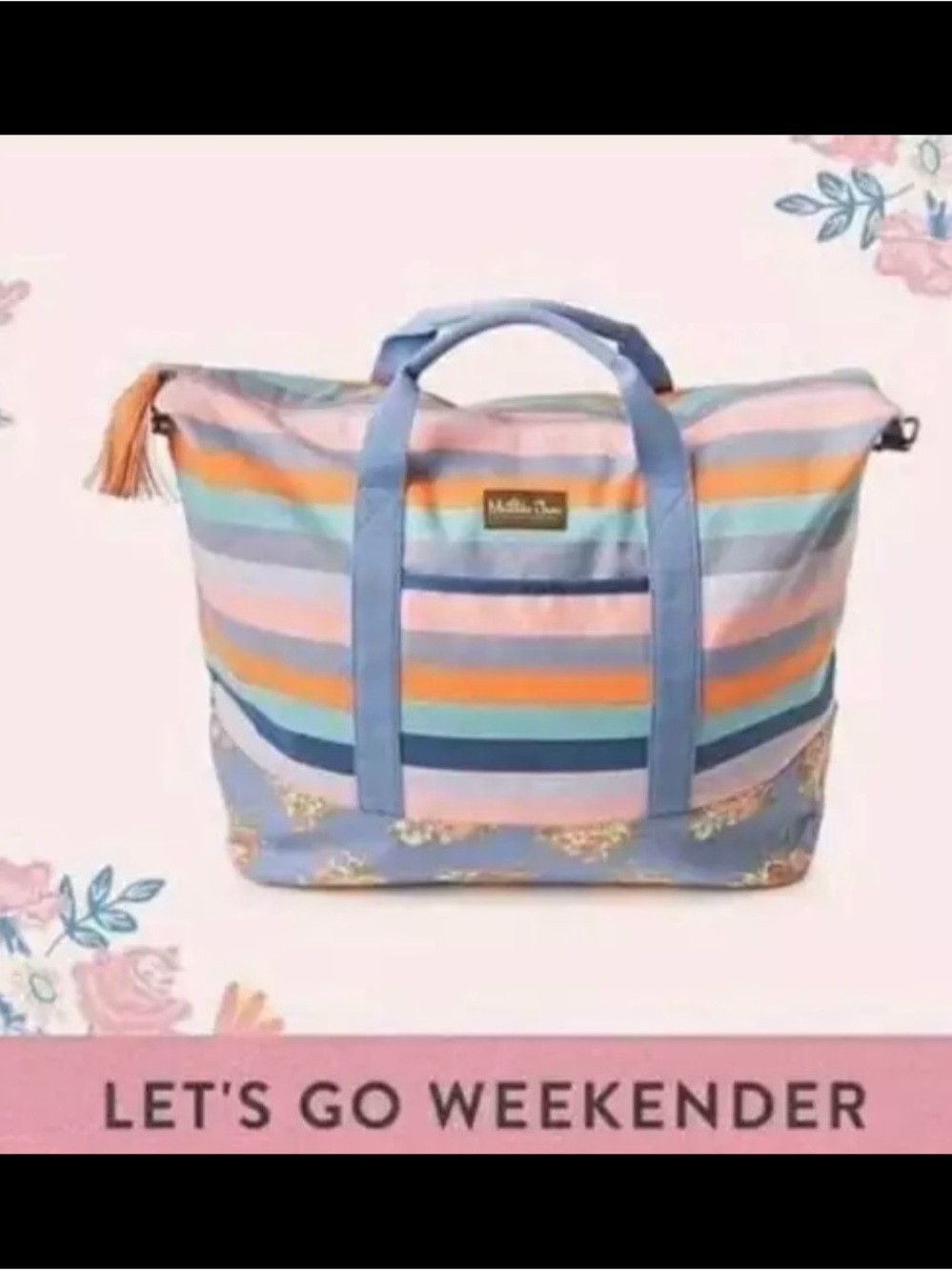 Matilda Jane Multicolor Striped XL Weekender Tote with Tassel